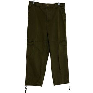 Old Navy Womens Crop Cargo Pants Cinch Hem Olive Green L